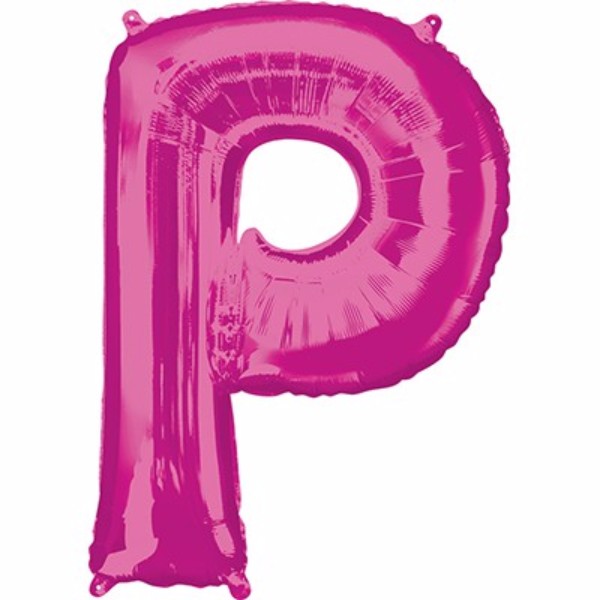 86cm pink Letter P helium saver balloon, self-sealing, perfect for parties and celebrations.