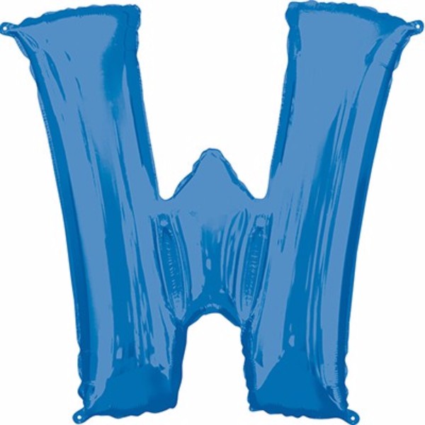 Blue Letter W helium balloon, 86cm, self-sealing, perfect for celebrations and events, adds a vibrant touch.