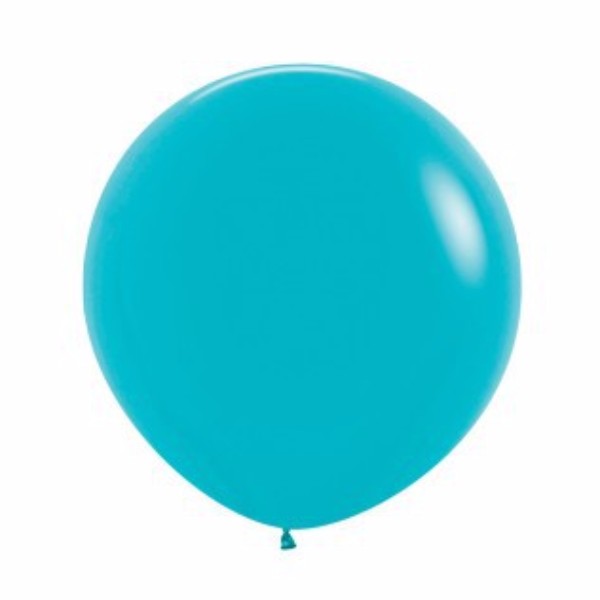 Oversized 90cm Caribbean blue latex balloons, perfect for stylish celebrations and events, pack of 2.