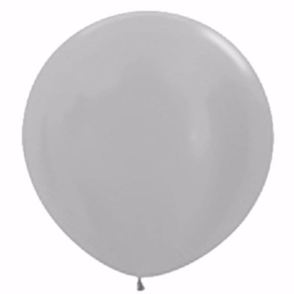 90cm Metallic Pearl Silver Latex Balloons in pack of 2, perfect for elegant celebrations and stylish decor.