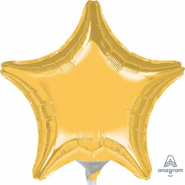 22cm flat gold foil star balloon adding elegance to parties and celebrations, perfect for bouquets and centerpieces.