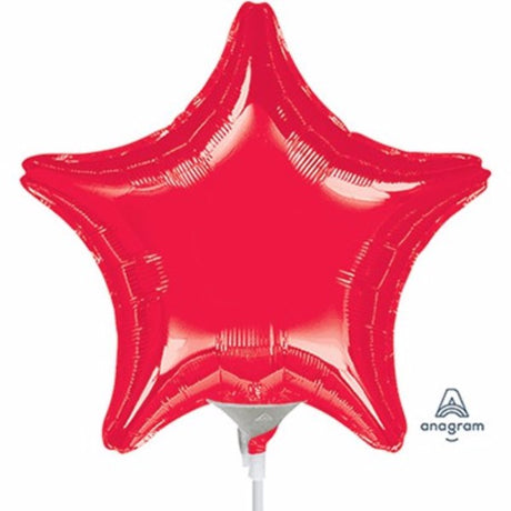 22cm flat red star foil balloon, perfect for vibrant party decorations and celebrations.