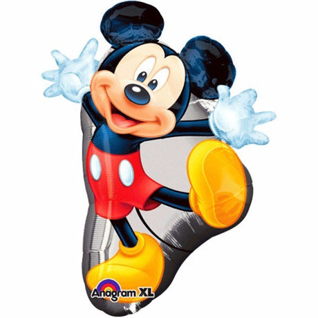 Shape Mickey Mouse foil balloon, 55cm x 78cm, perfect for parties, vibrant colors, self-sealing, helium-inflatable.