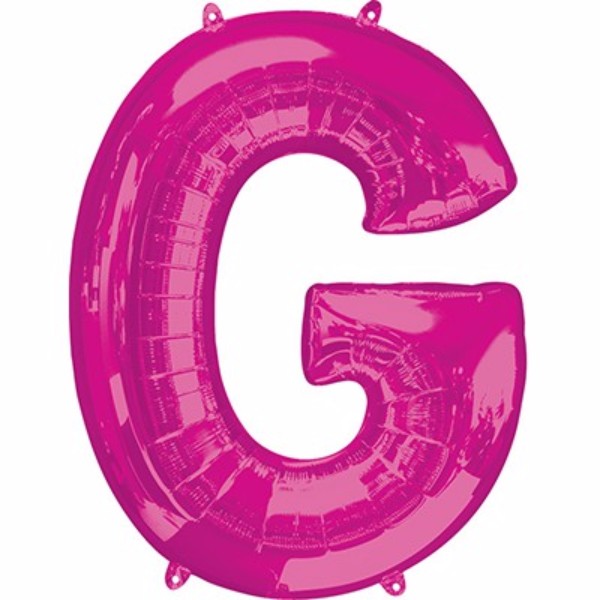 86cm pink Letter G helium saver balloon, self-sealing and durable, perfect for parties and themed events.