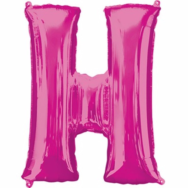 86cm pink letter H helium saver balloon, perfect for celebrations, self-sealing and versatile for air or helium filling.