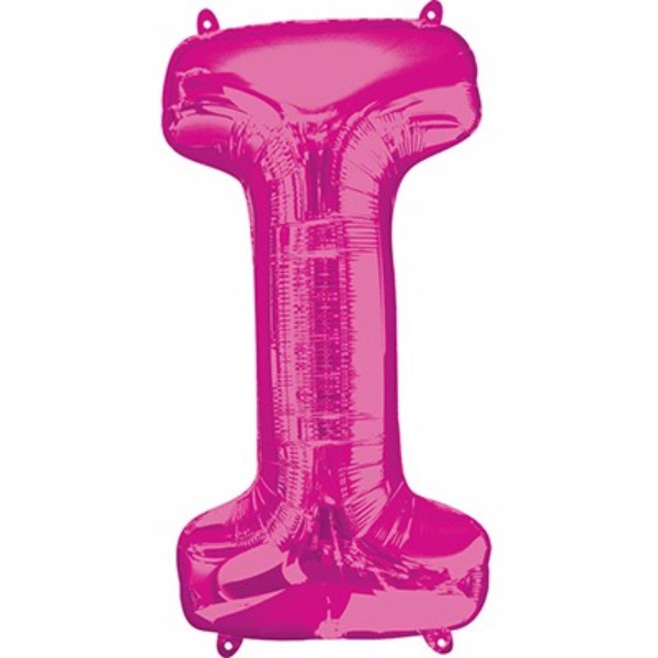 Pink 86cm Letter I helium saver balloon, self-sealing, perfect for stylish party decor and memorable celebrations.