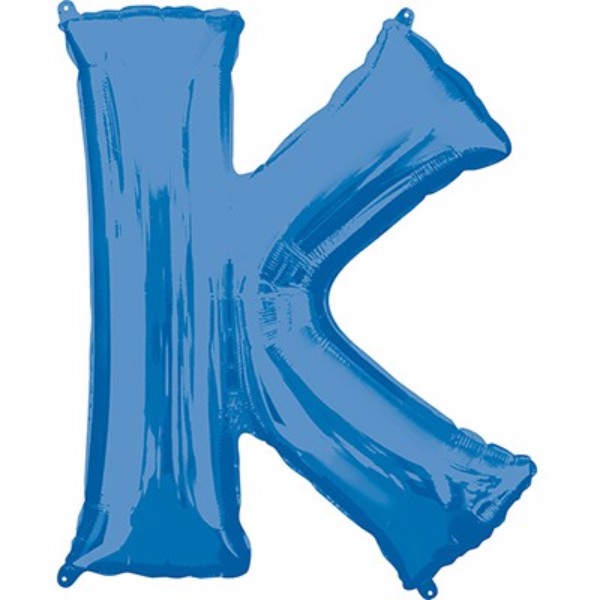 Blue 86cm Letter K Helium Saver Balloon, perfect for parties and events, self-sealing, air or helium-fillable.