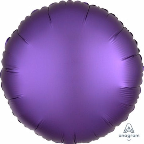 45cm Round Purple Luxe Foil Balloon, elegant and shiny, perfect for parties and events, self-sealing and helium-inflatable.