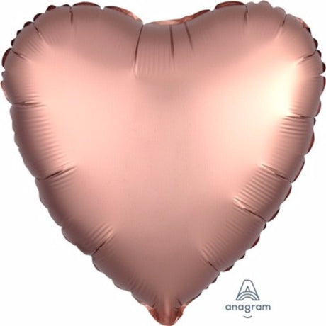 45cm heart-shaped rose copper satin foil balloon, perfect for celebrations and elegant decor.