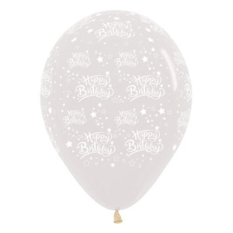 30cm crystal clear jewel balloons with star designs, perfect for elegant birthday party decorations. Pack of 25.
