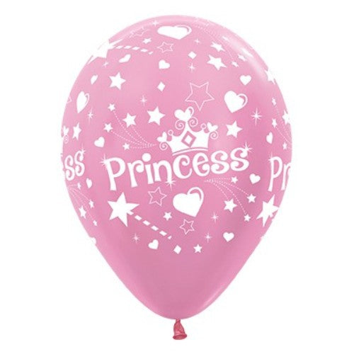 30cm pearl pink satin balloons for princess-themed parties, perfect for decor and memorable photo ops. Pack of 25.