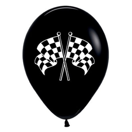 30cm black and white racing flag latex balloons for parties, pack of 25, perfect for racing-themed celebrations.