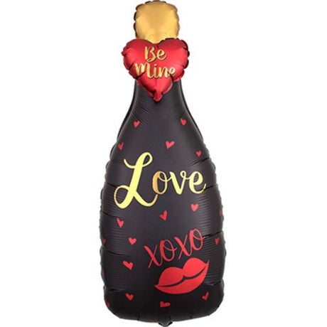 Vibrant foil balloon shaped like a champagne bottle, perfect for romantic celebrations like Valentine's Day or anniversaries.