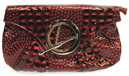 Evening Bag - Circle Fob Fastener (Red)