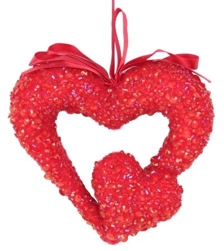 Decoration - Hanging Double Heart (Red)