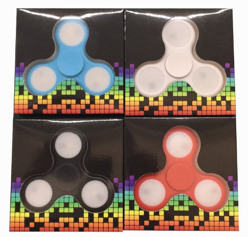 LED Hand / Fidget Spinner - Box of 24 (Red, White, Black and Light Blue)
