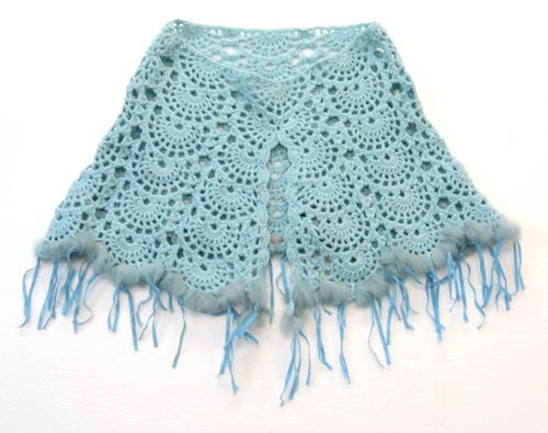 Poncho - Fur Trim and Tassle (Baby Blue)