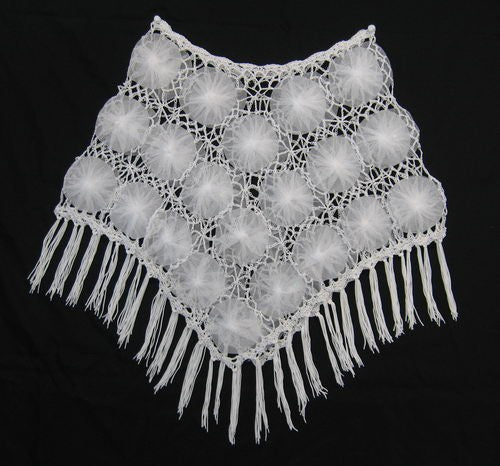 Poncho - Tulle Flowers Sequins (White)