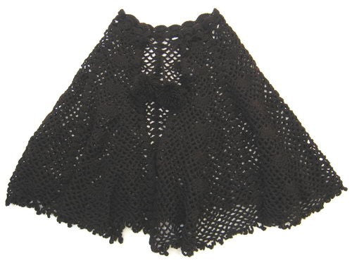 Poncho - Crochet Front Fasten (Black)