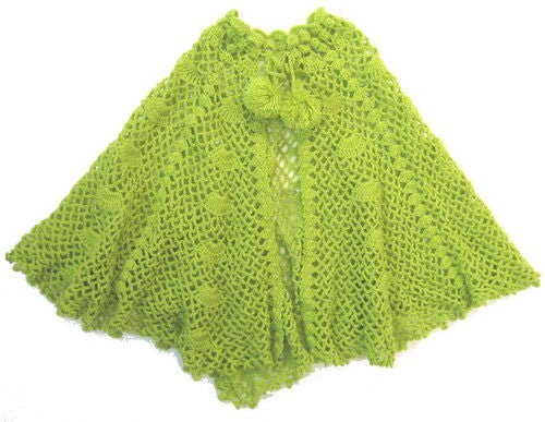 Poncho - Crochet Front Fasten (Light Green)