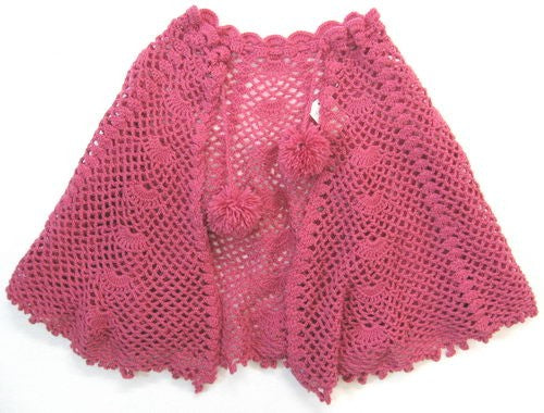 Poncho - Crochet Front Fasten (Pink)