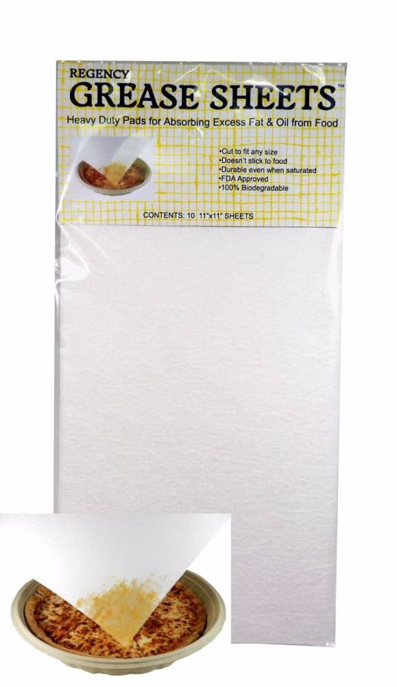 10 oil-absorbing grease sheets made of heavyweight crepe paper, perfect for healthier frying without mess.