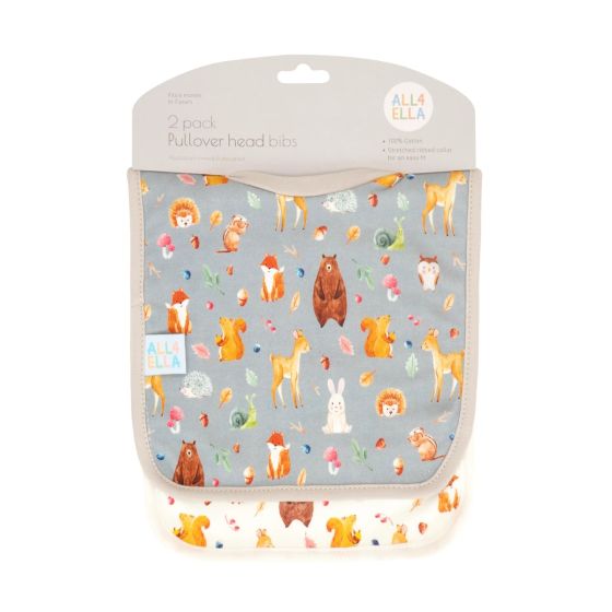 Pullover Head Bib 2pk - Forest - All4Ella