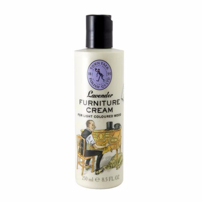 Lavender Light Wood Furniture Spray in a 250ml bottle, revitalizing wooden surfaces with a soothing lavender scent.