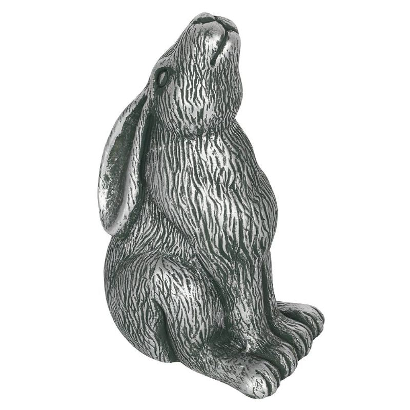 Silver Terracotta Moon Gazing Hare Garden Ornament