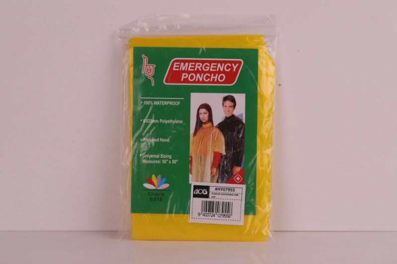 PONCHO - DISPOSABLE ONE SIZE (Set of 12)