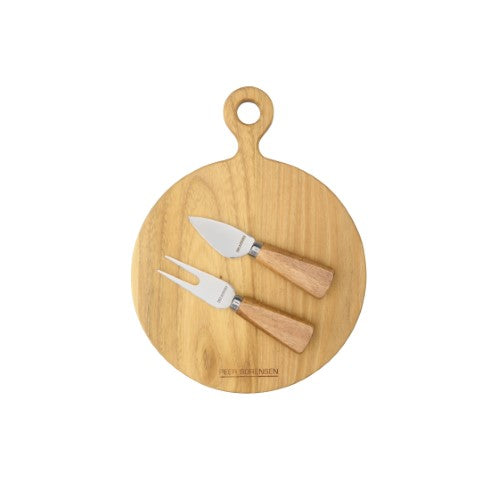 3Pc Round Cheese Board Set - PEER SORENSEN 26 x 20 x 2cm (Teak)
