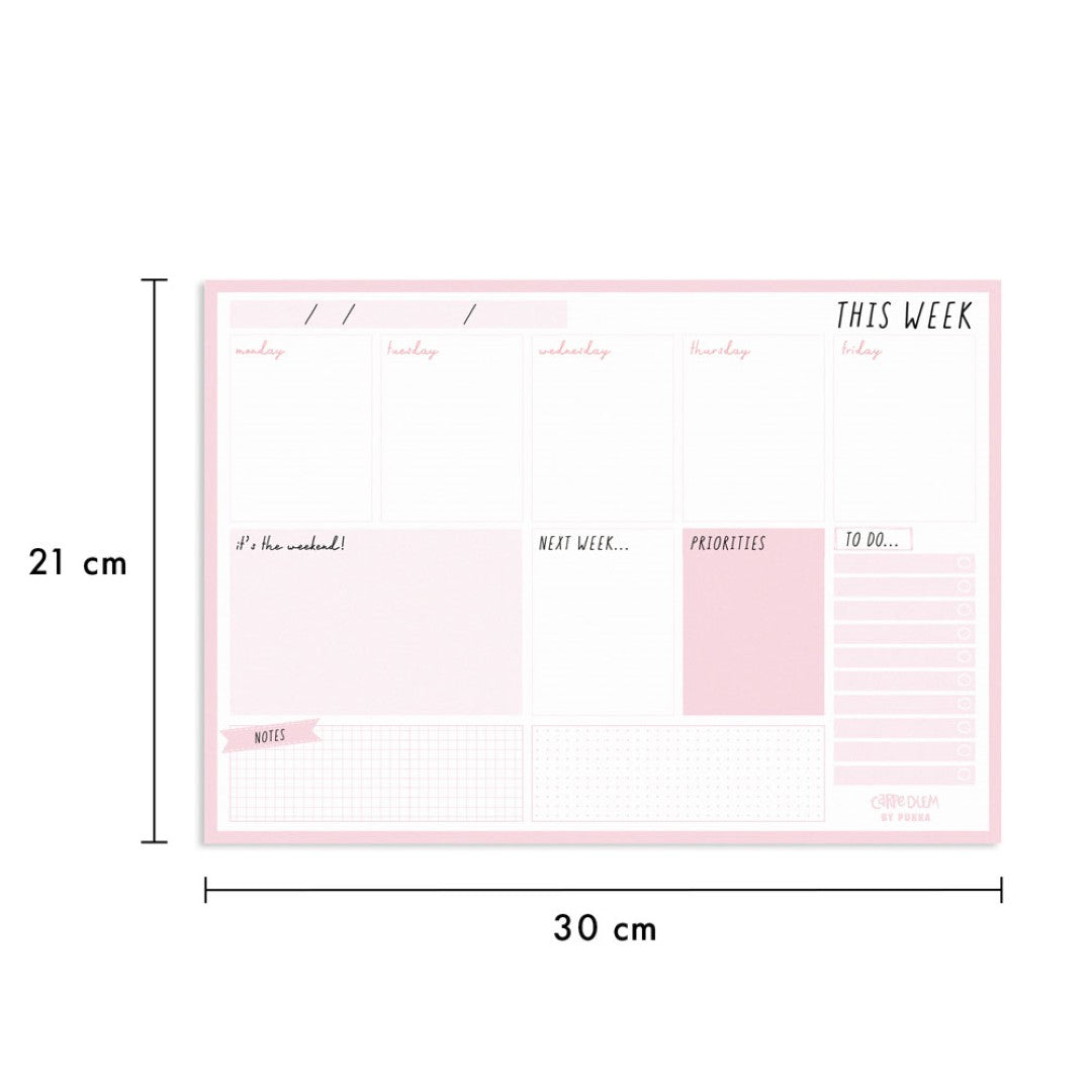 Pukka Carpe Diem Weekly Planner Pad Ballerina Pink