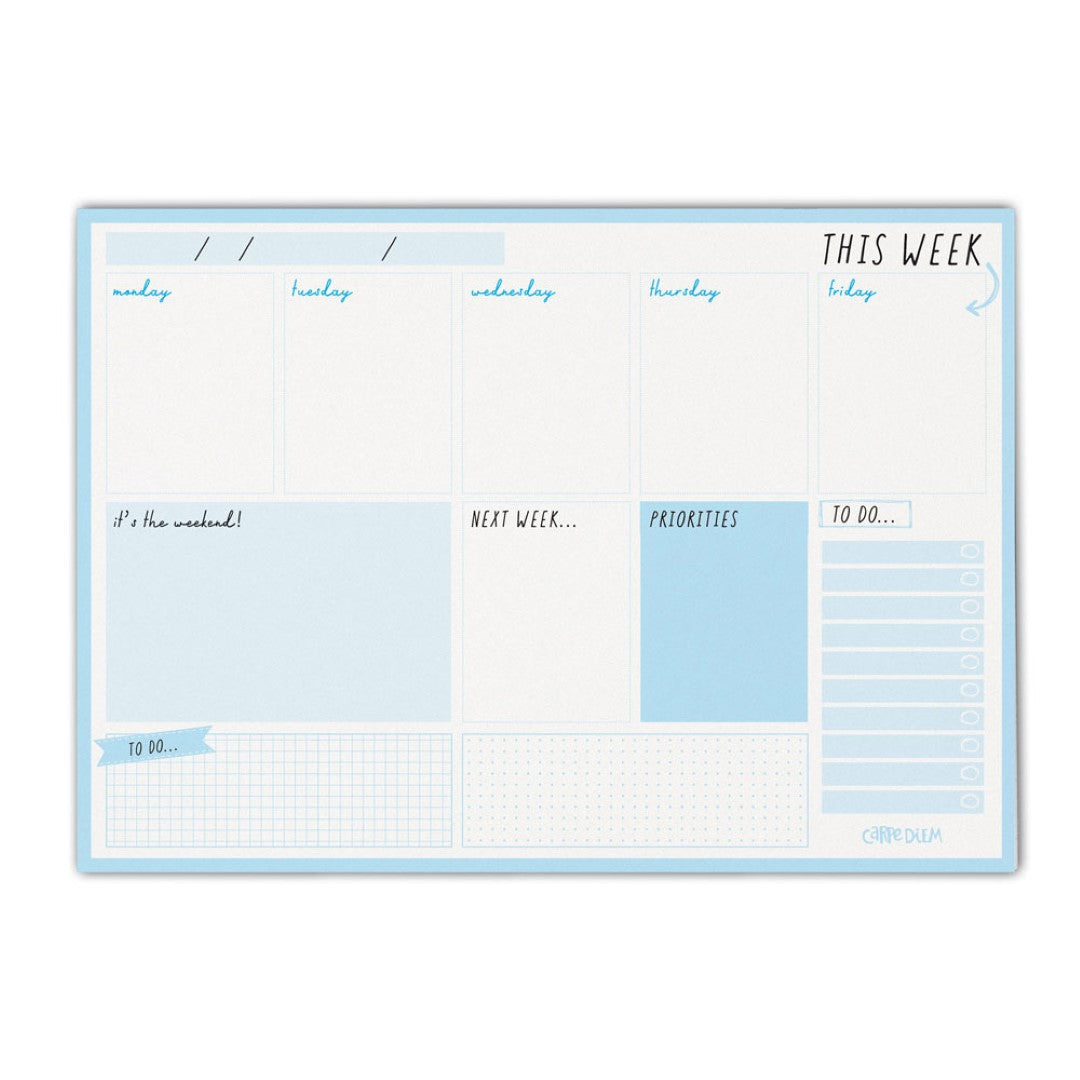 Pukka Carpe Diem Weekly Planner Pad Sky Blue