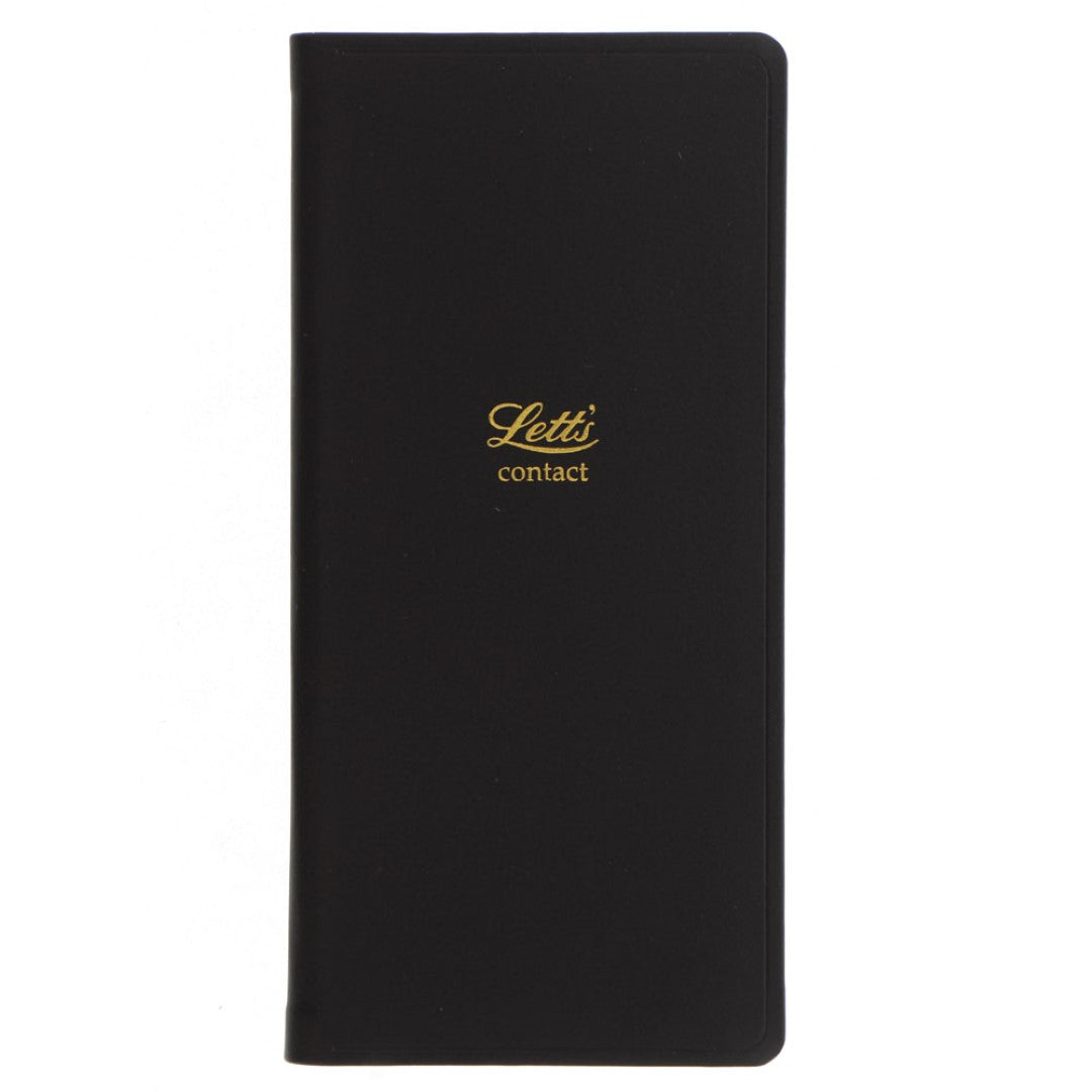 Letts Address Book Slim Pocket in Black, featuring 160 pages, elegant foiling, and an alphabetical index for easy contact management.