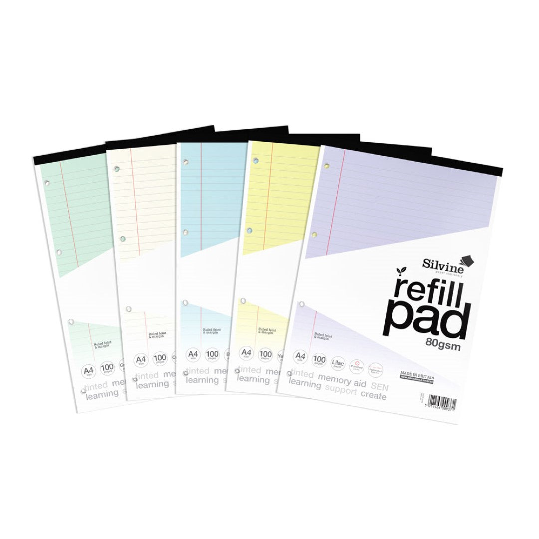 Silvine Tinted Refill Pad A4 8mm Lined with Margin 100 Pages Violet