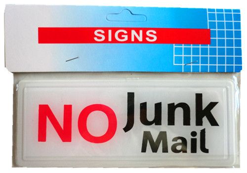 Sign - No Junk Mail (15cm)