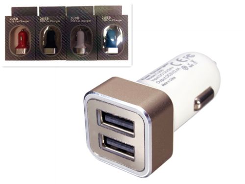 Car Double Usb Adapter (Set Of 4 Assorted)