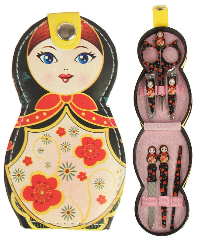 Babushka Doll Manicure Set - Black