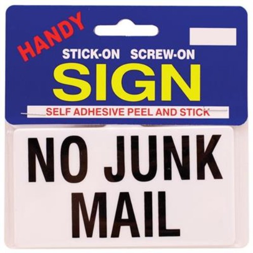 Handy Small No Junk Mail Sign