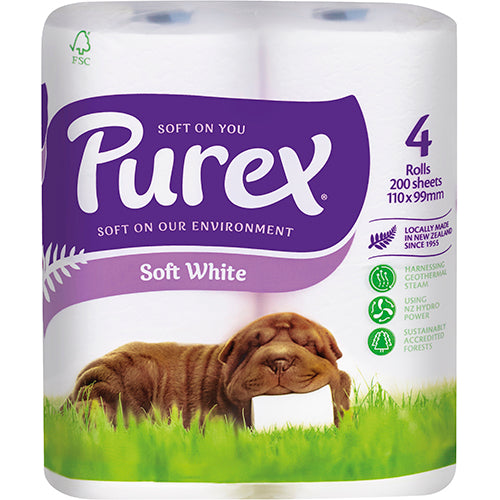 Purex Soft White 2 Ply Toilet Rolls 4pk