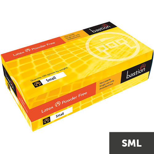 Bastion Powder Free Latex Small Gloves 100pk