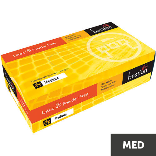 Bastion Powder Free Latex Medium Gloves 100ea