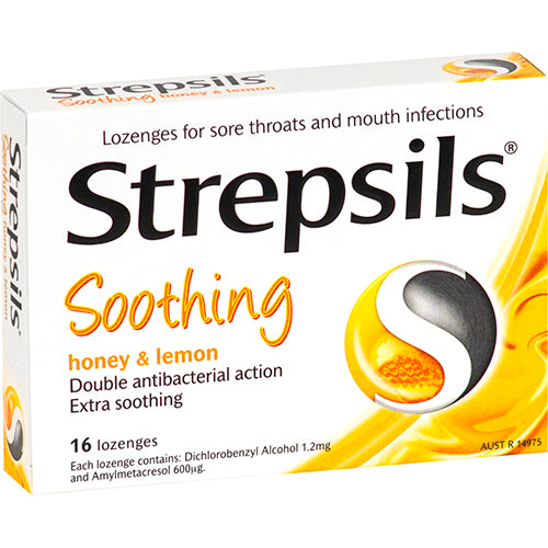 Strepsils Honey & Lemon Flavour Sore Throat Relief Lozenges 16pk