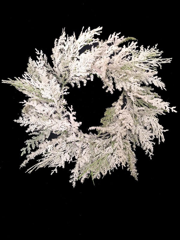 Christmas Wreath - 24" Snowy Cedar Wreath