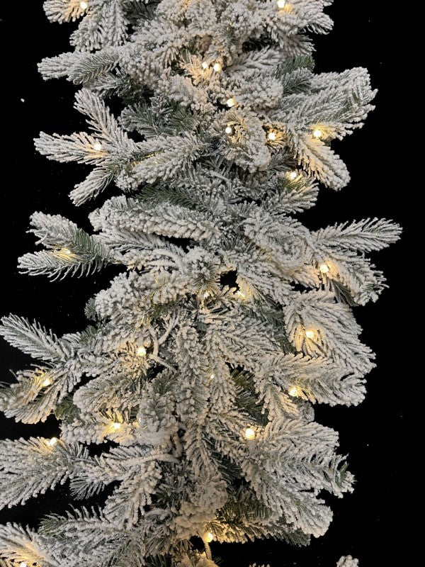Christmas Garland - 200 cm Snowy Garland with Warm LED