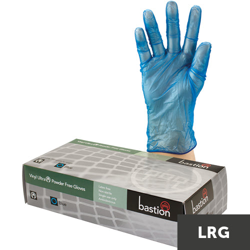 Bastion Vinyl Ultra Blue Powder Free Large Gloves 100pk