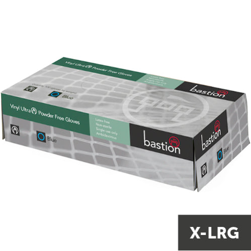 Bastion Vinyl Ultra Blue Powder Free X-Large Gloves 100pk