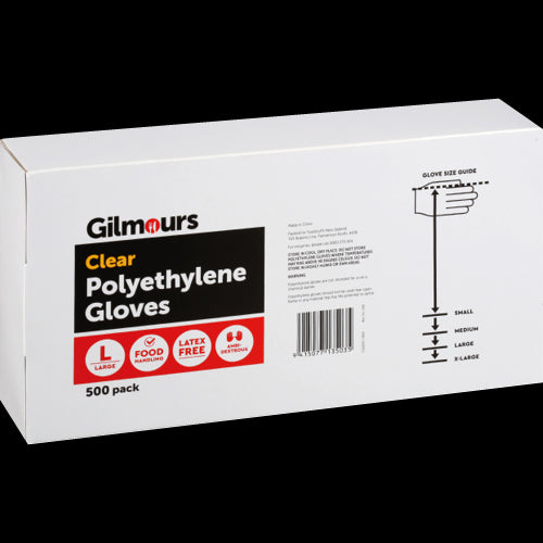 Gilmours Disposable Polyethylene Gloves Large 500pk
