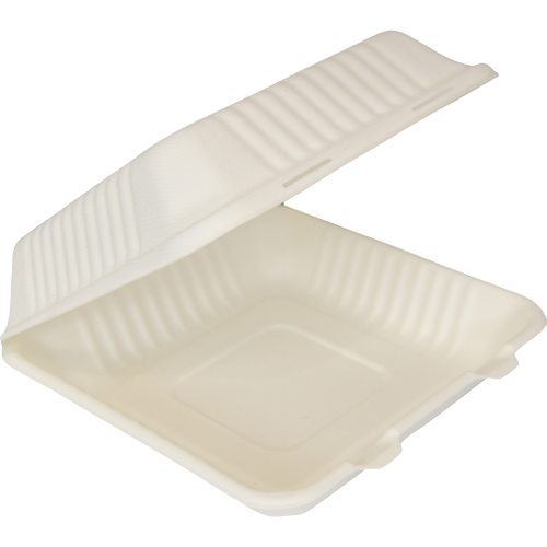 iKonPack Sugarcane Pulp Large Dinner Clamshell 232x233x80mm 100pk