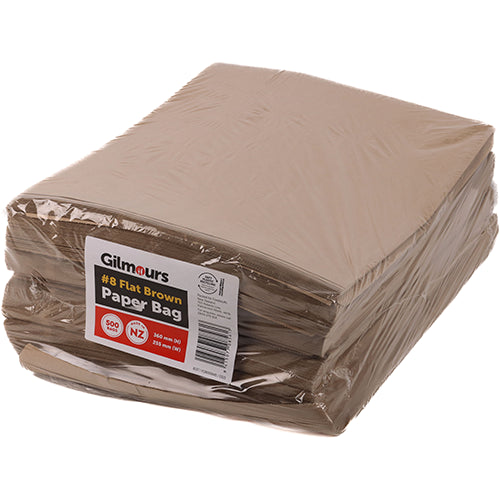 Gilmours Flat Brown Paper Bag 360x255mm #8 500pk